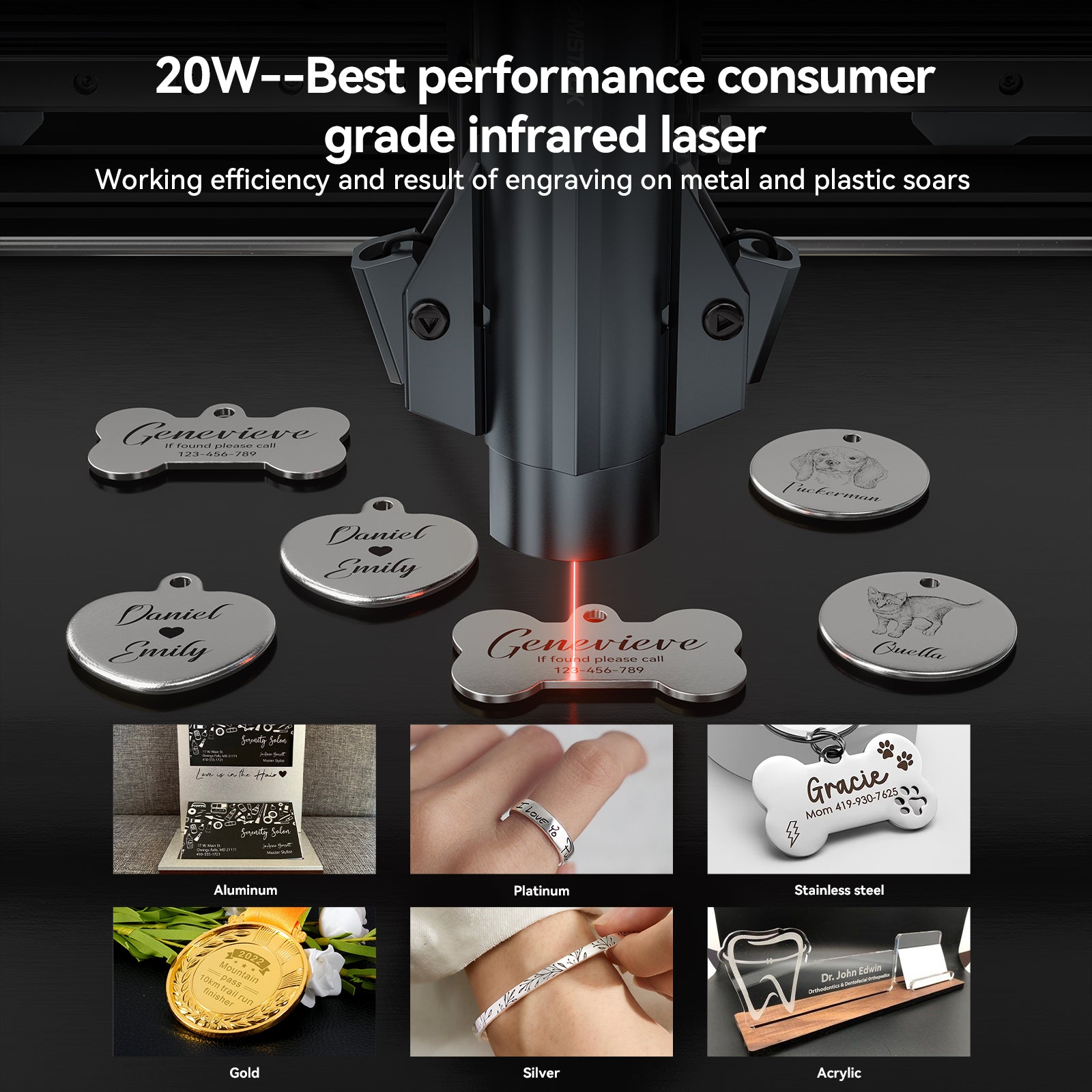 AtomStack A20 Pro 1064 nm 20 W Faserlaser-Markierungs- und Graviermaschine