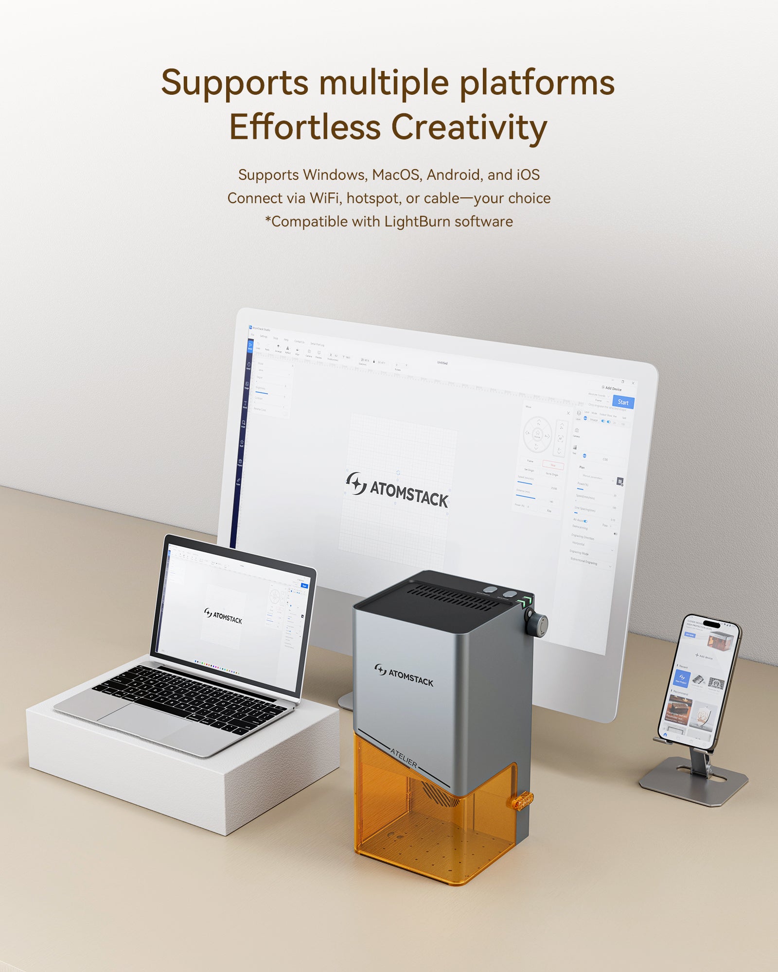 AtomStack Atelier AI Diode Laser Engraver with Built-in Camera