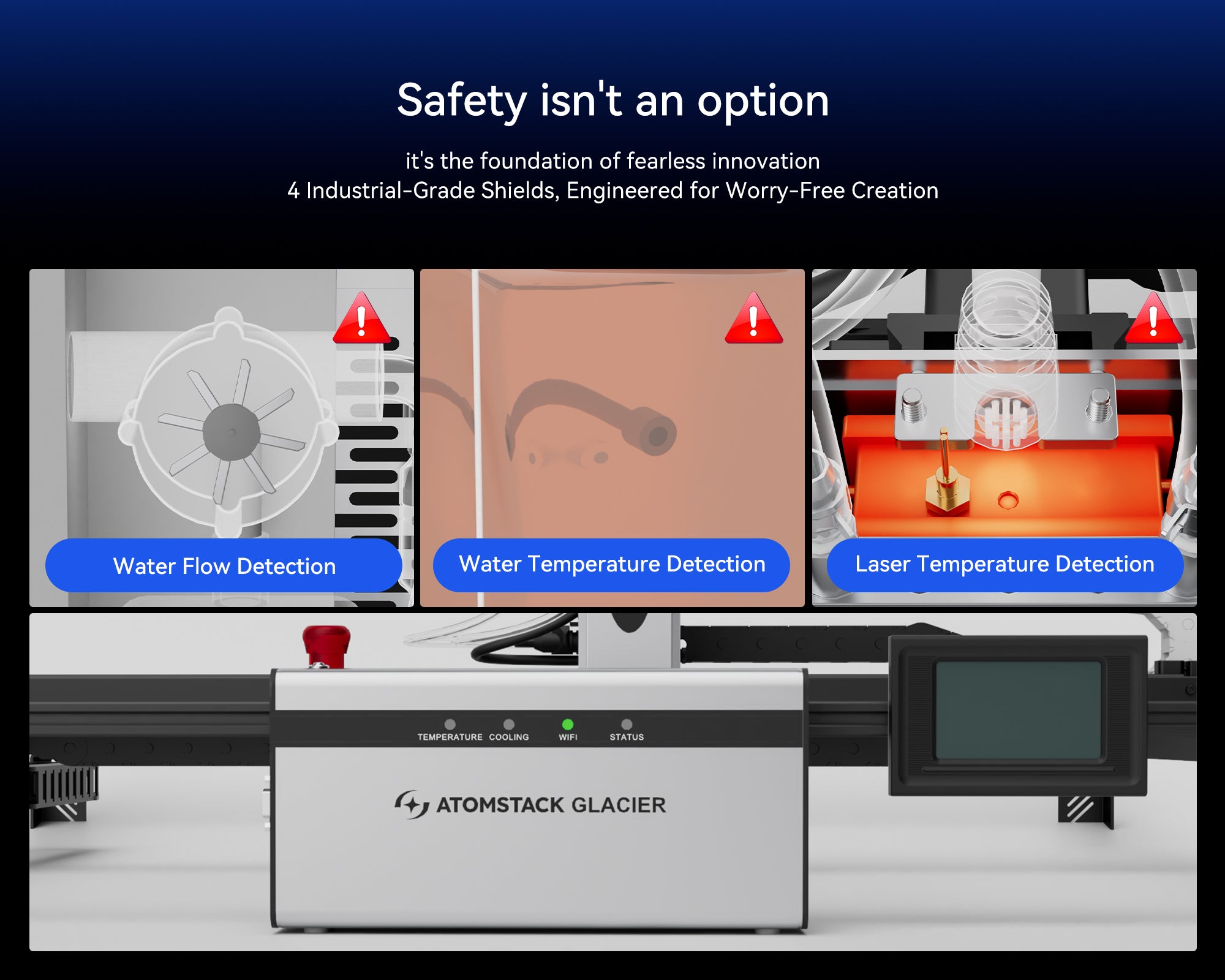 Grabador láser de diodo refrigerado por agua AtomStack Glacier 120W/90W