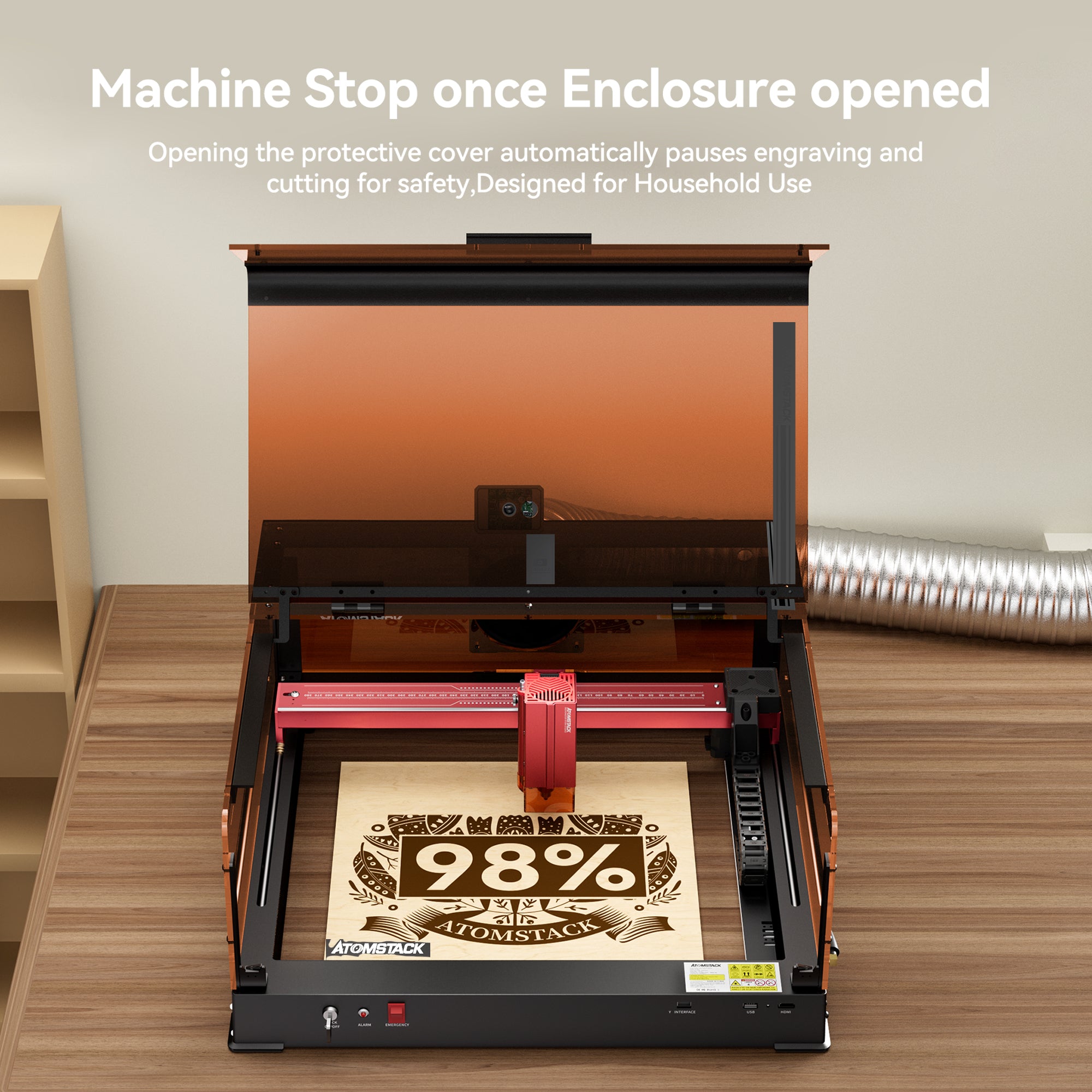 Boîtier AtomStack B3 - Boîtier de protection anti-poussière pour machine de gravure laser avec caméra pour la série A6