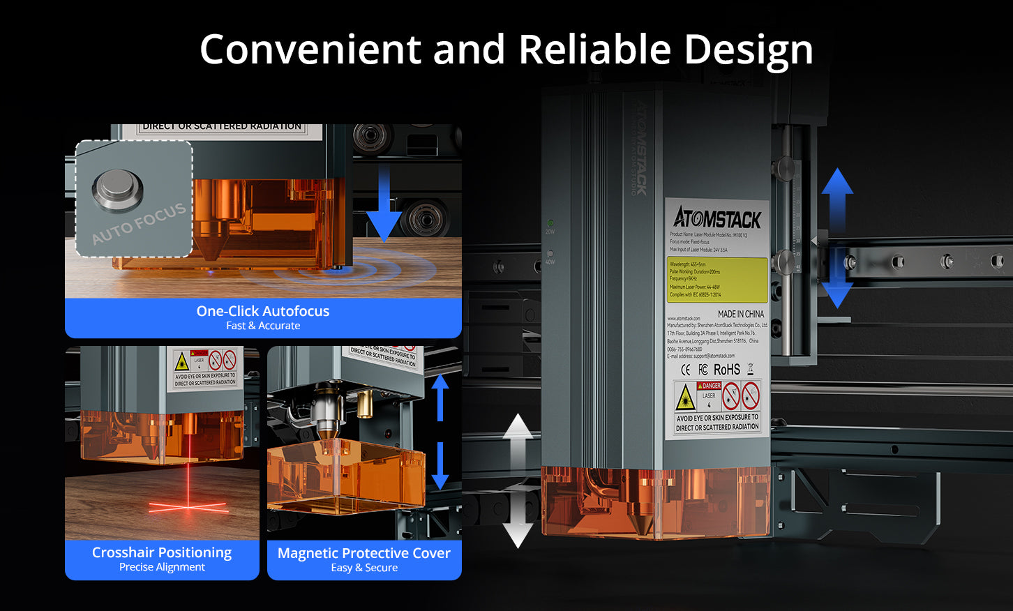 AtomStack A40 Pro V2 Lasergravierer mit F60 Air Assist Kit