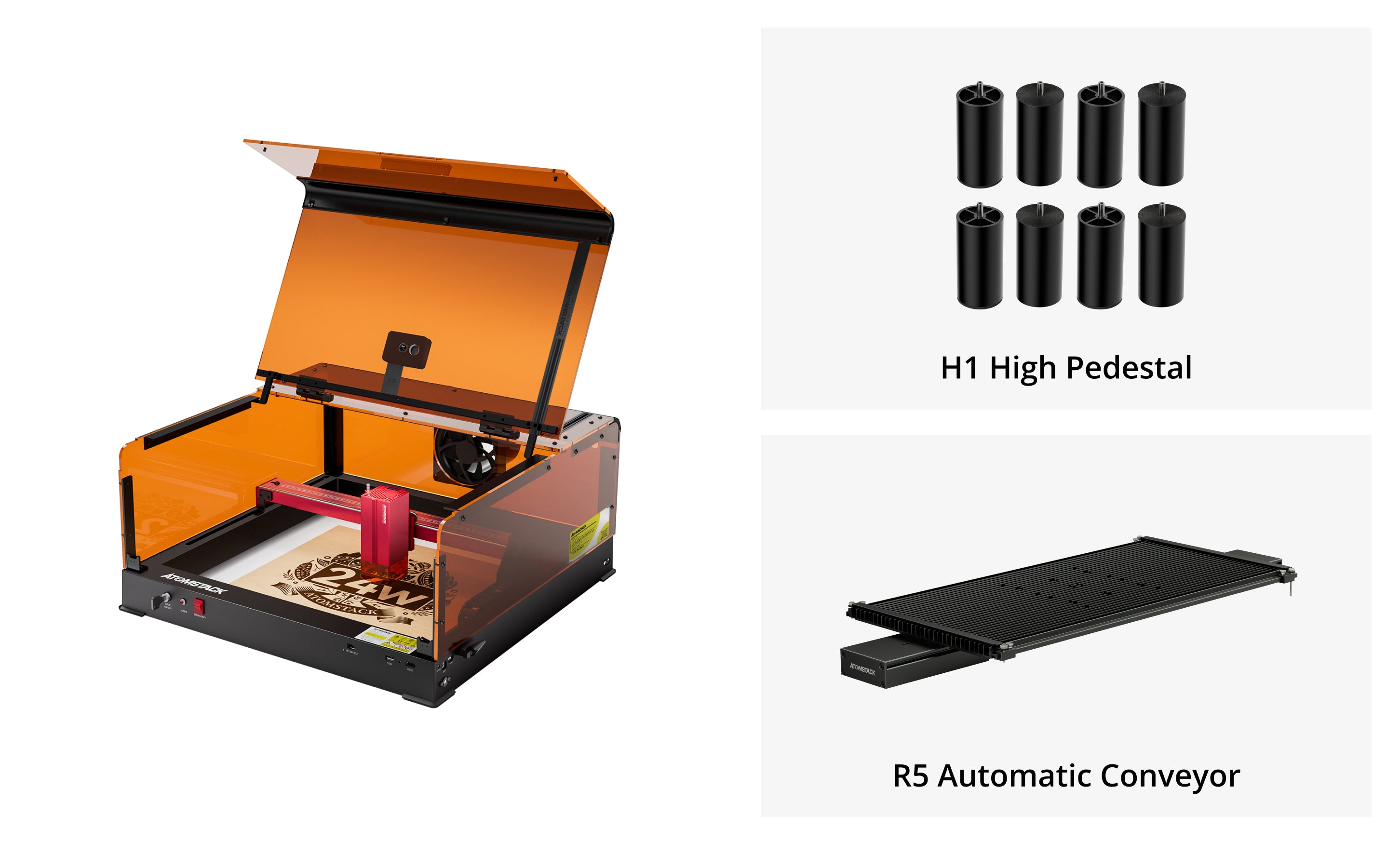 【Reacondicionado】 Grabador láser de marco unibody de 24 W de potencia ultraóptica A24