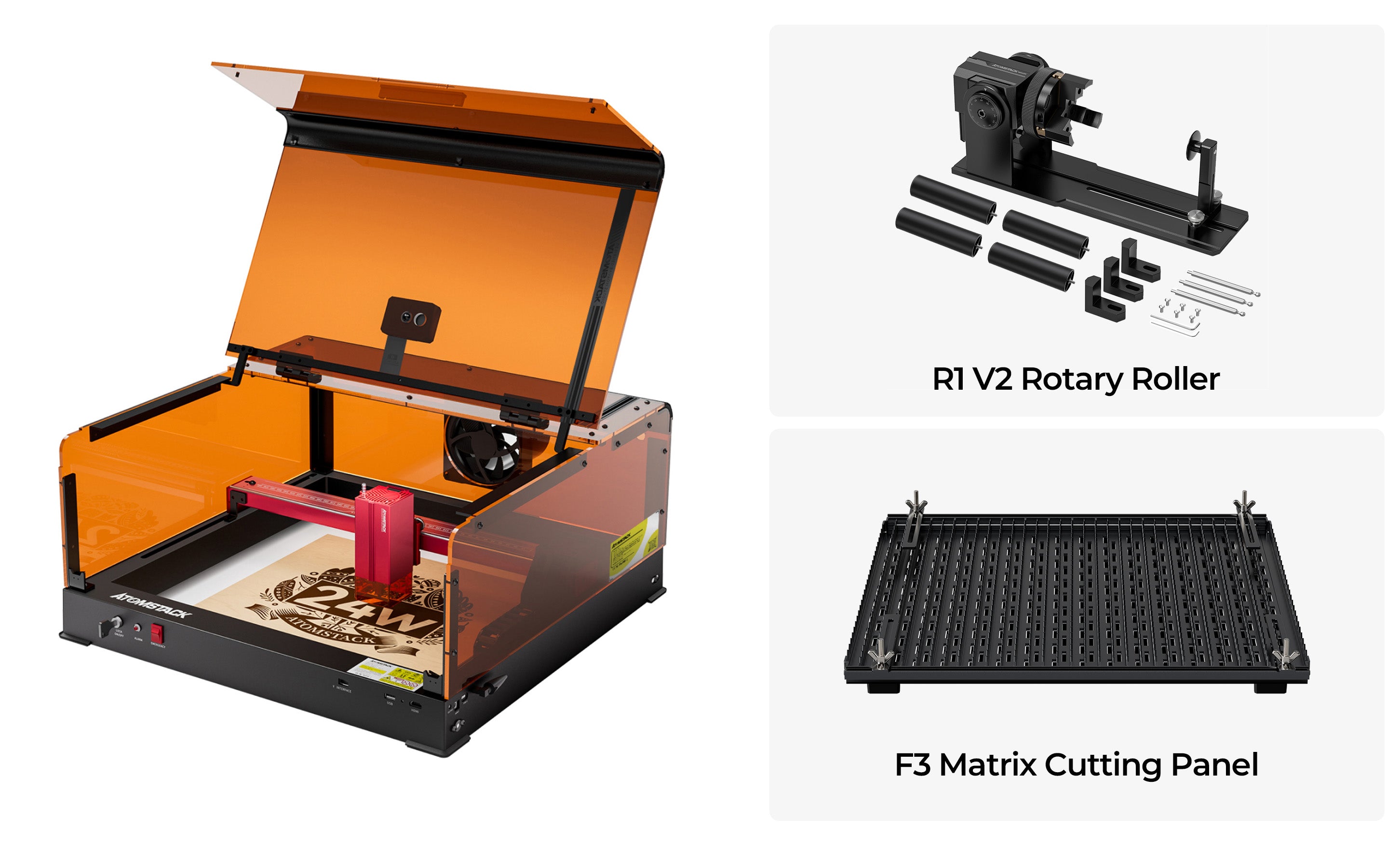 【Reacondicionado】 Grabador láser de marco unibody de 24 W de potencia ultraóptica A24