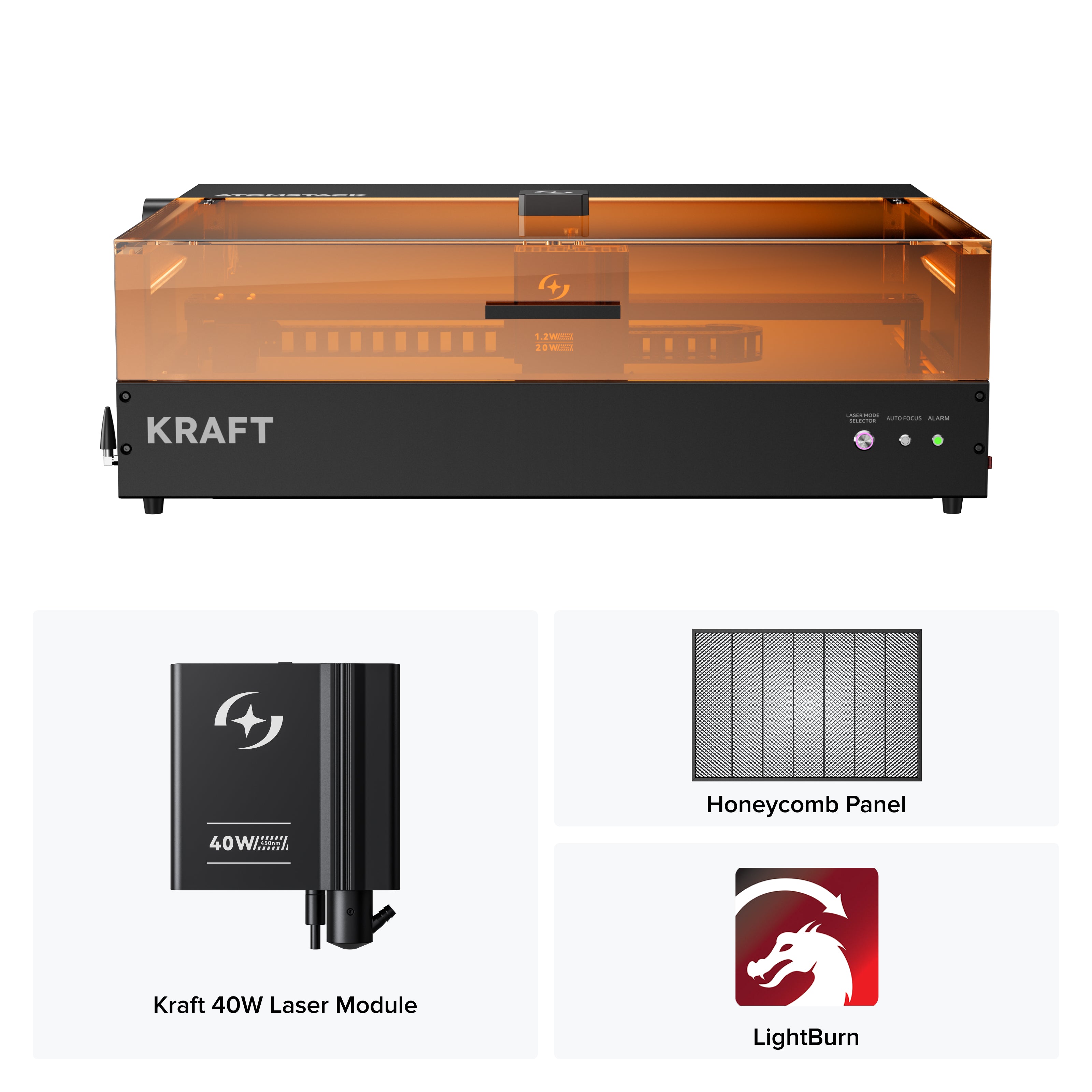 AtomStack Kraft Dual-laser Engraver 20W Diode + 1.2W IR