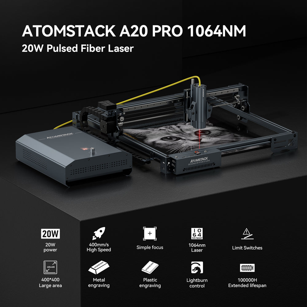AtomStack A20/K1 Pro 1064nm 20W Fiber Laser Engraver and Cutter