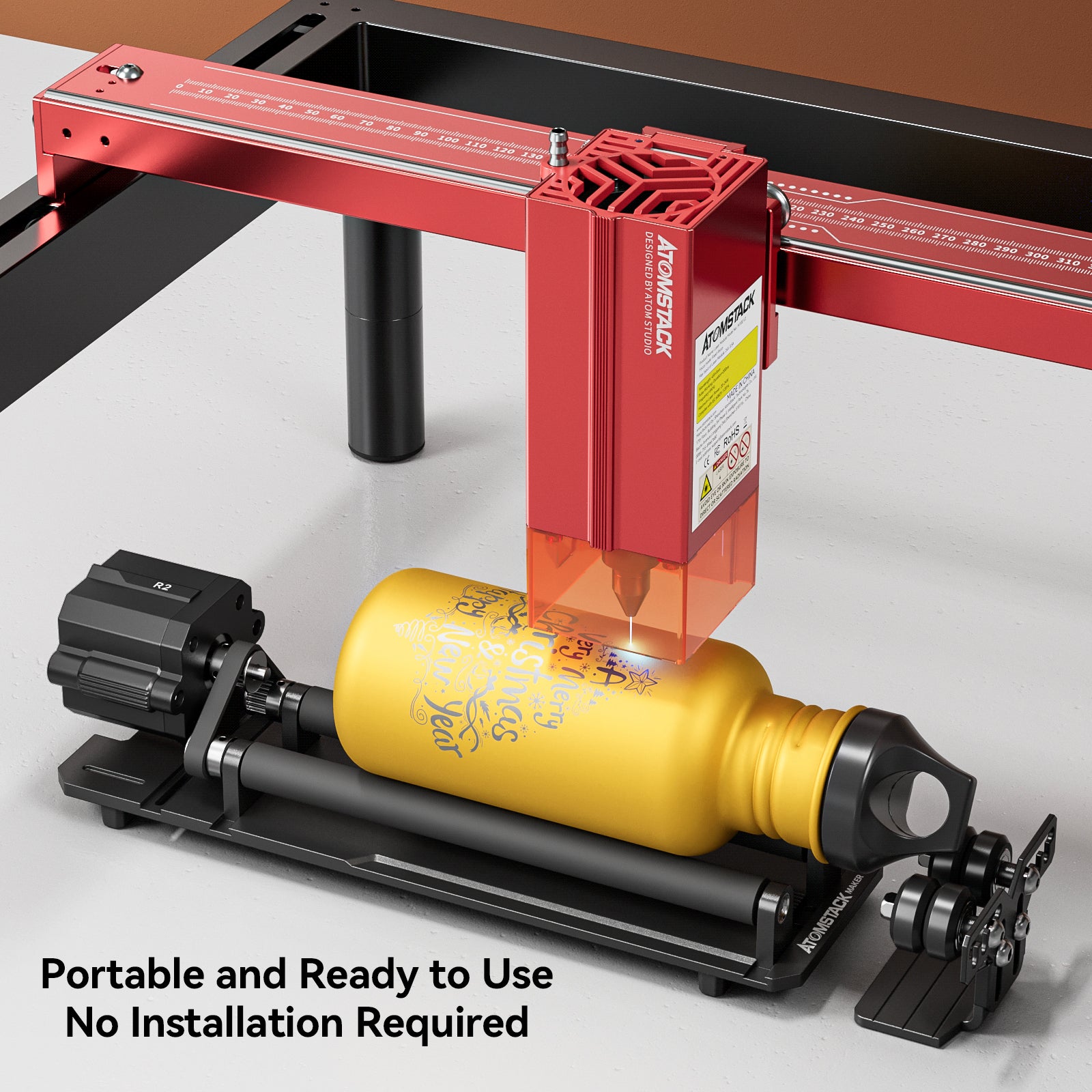 AtomStack Maker R2 V2 graveur laser à rouleau module de gravure à rouleau rotatif à axe Y dédié à la série A6