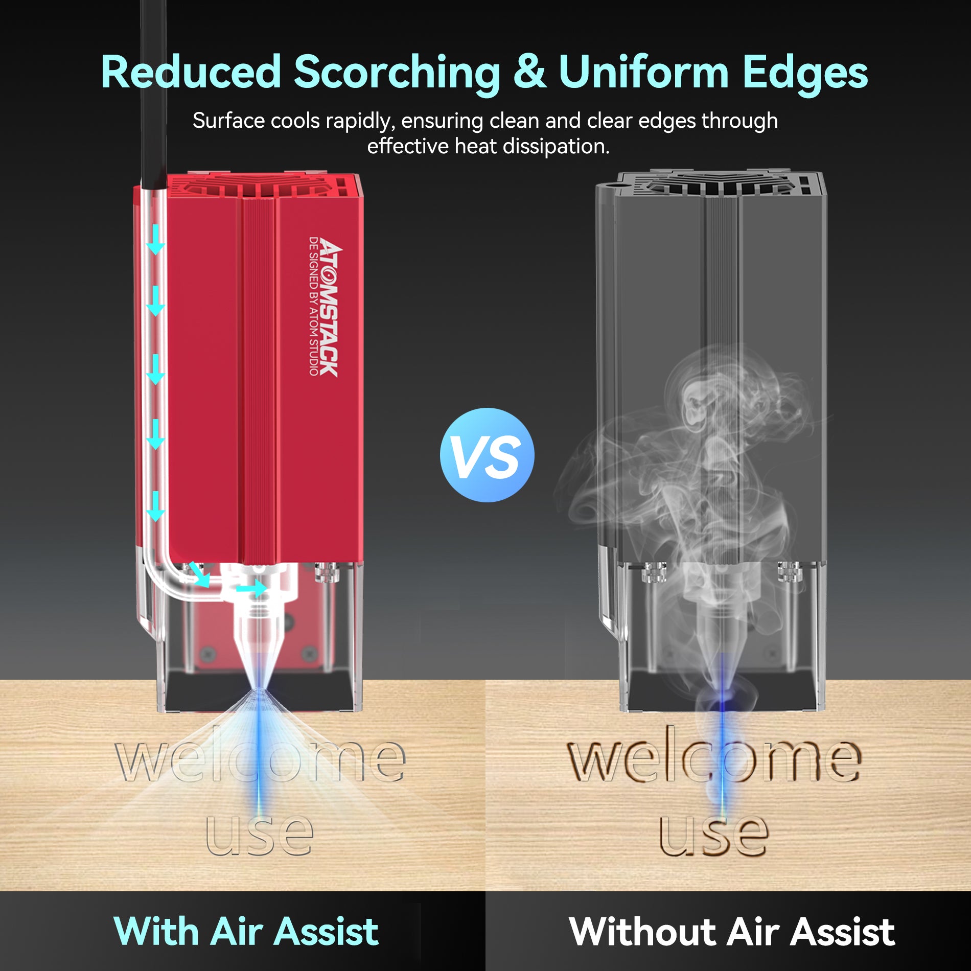 Juego de asistencia neumática AtomStack F30 V2 para máquina de corte y grabado láser