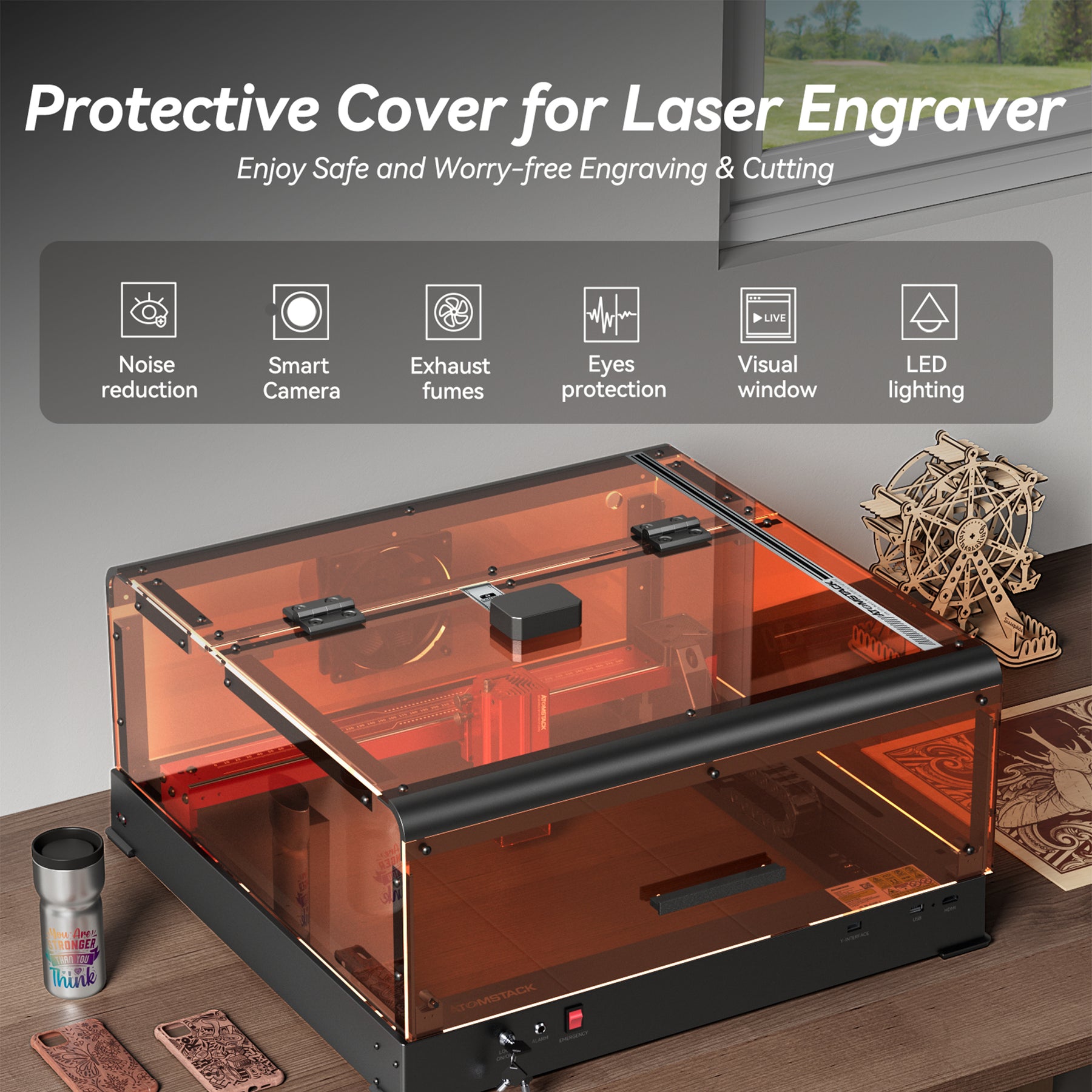 Official Atomstack B1 Enclosure Dust-Proof Protective Cover for Laser  Engraver