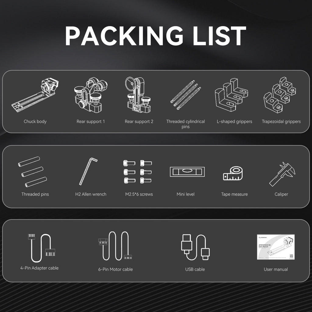 AtomStack Lasergravierer-Rotationsrollensatz R8 Pro 