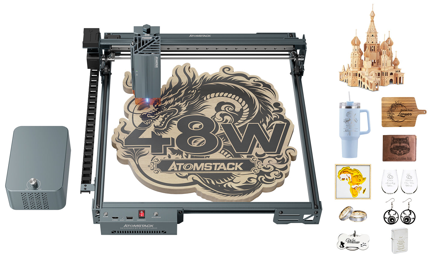 AtomStack A40 Pro V2 Laser Engraver with F60 Air Assist Kit