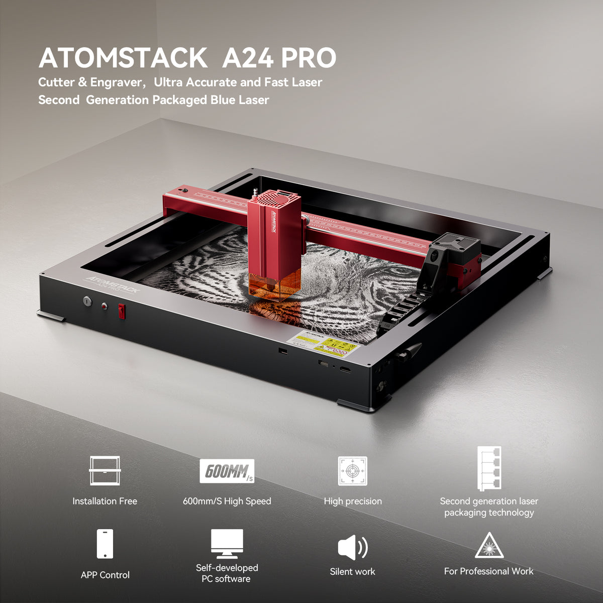 Atomstack Camera Dimensions AtomStack A24 Pro Optical Power 24W Unibody Frame Laser Engraver