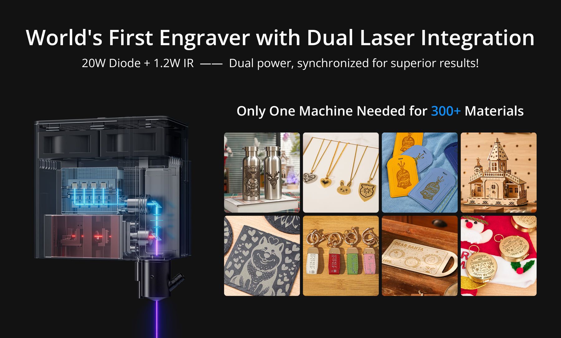 AtomStack Kraft Dual-laser Engraver 20W Diode + 1.2W IR