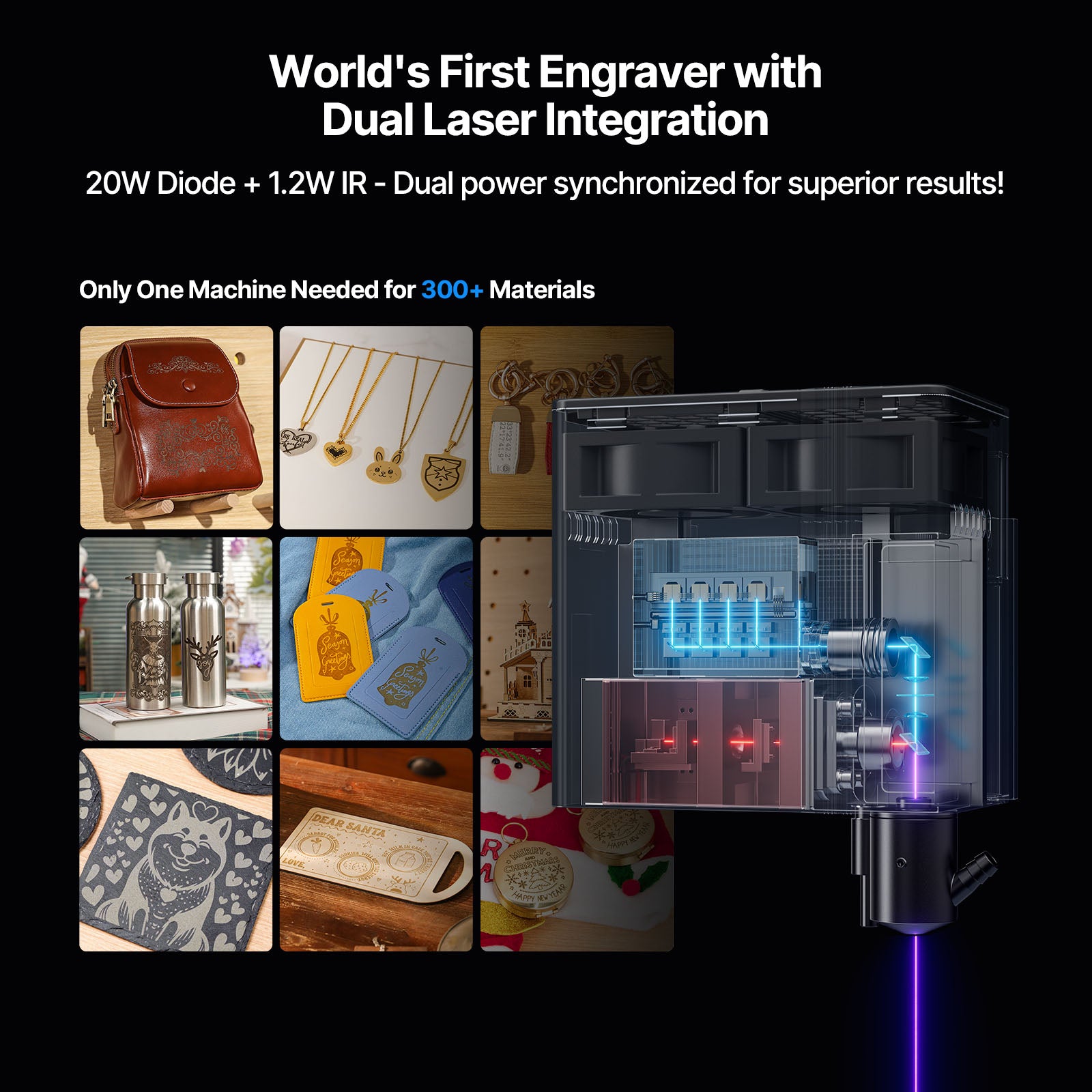 AtomStack Kraft Dual-laser Engraver 20W Diode + 1.2W IR