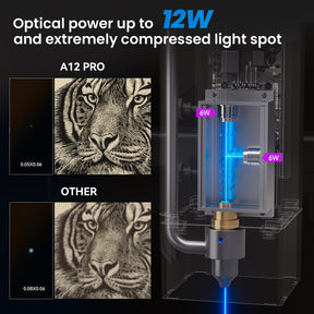 Graveur laser AtomStack A12 PRO, puissance optique 12W, conception monobloc, ne nécessite aucun assemblage 