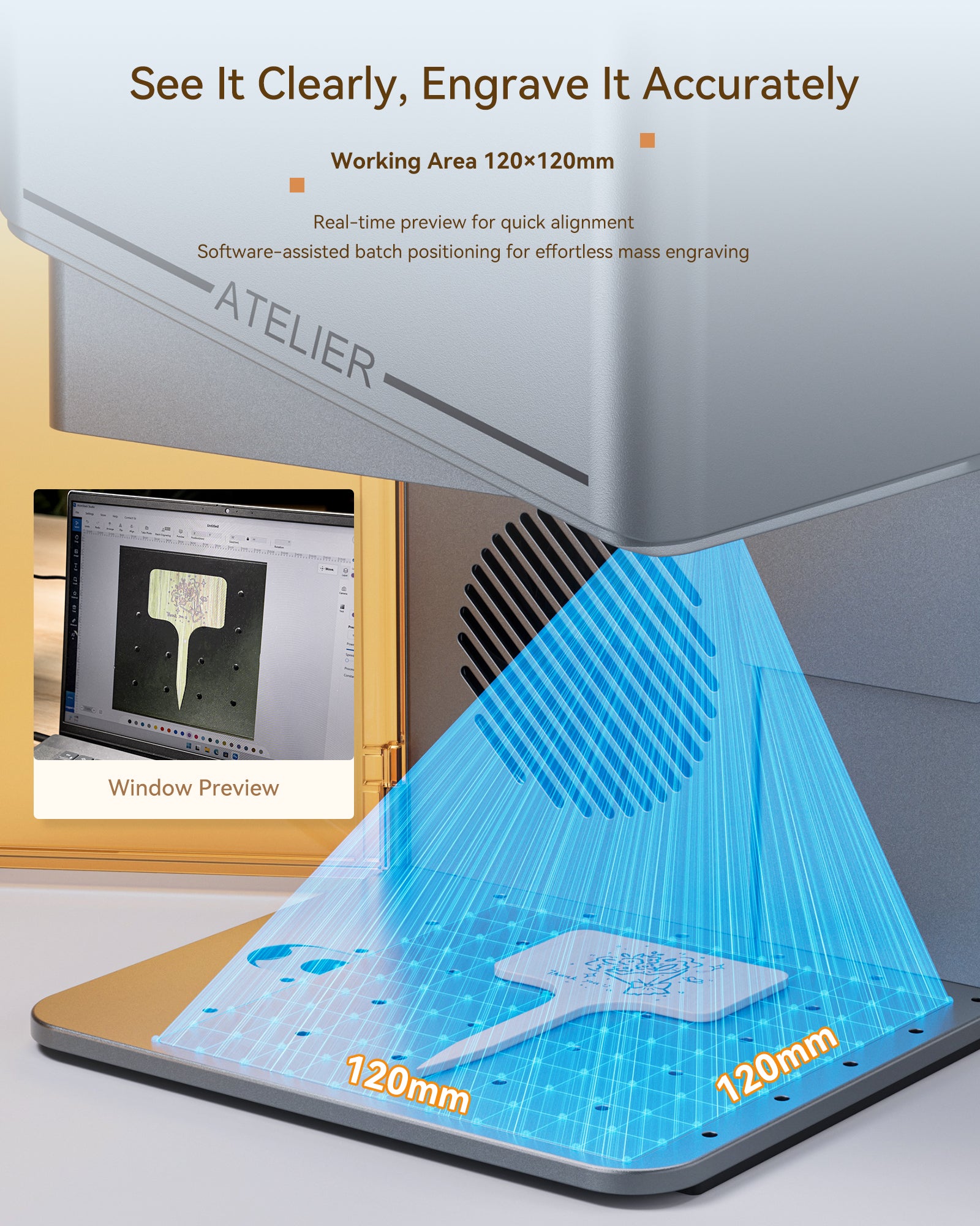 AtomStack Atelier AI Diode Laser Engraver with Built-in Camera