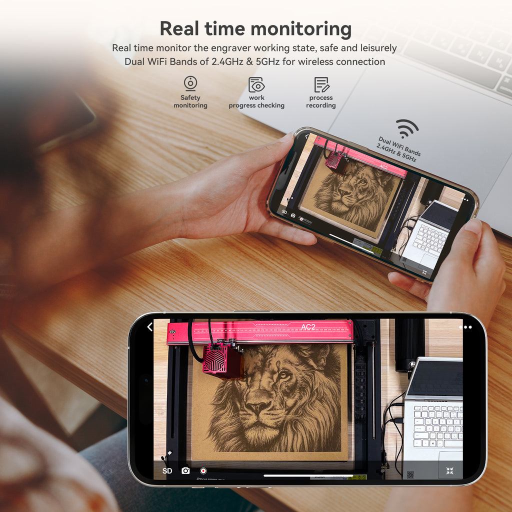 Cámara inalámbrica AtomStack AC2 para máquina de corte y grabado láser