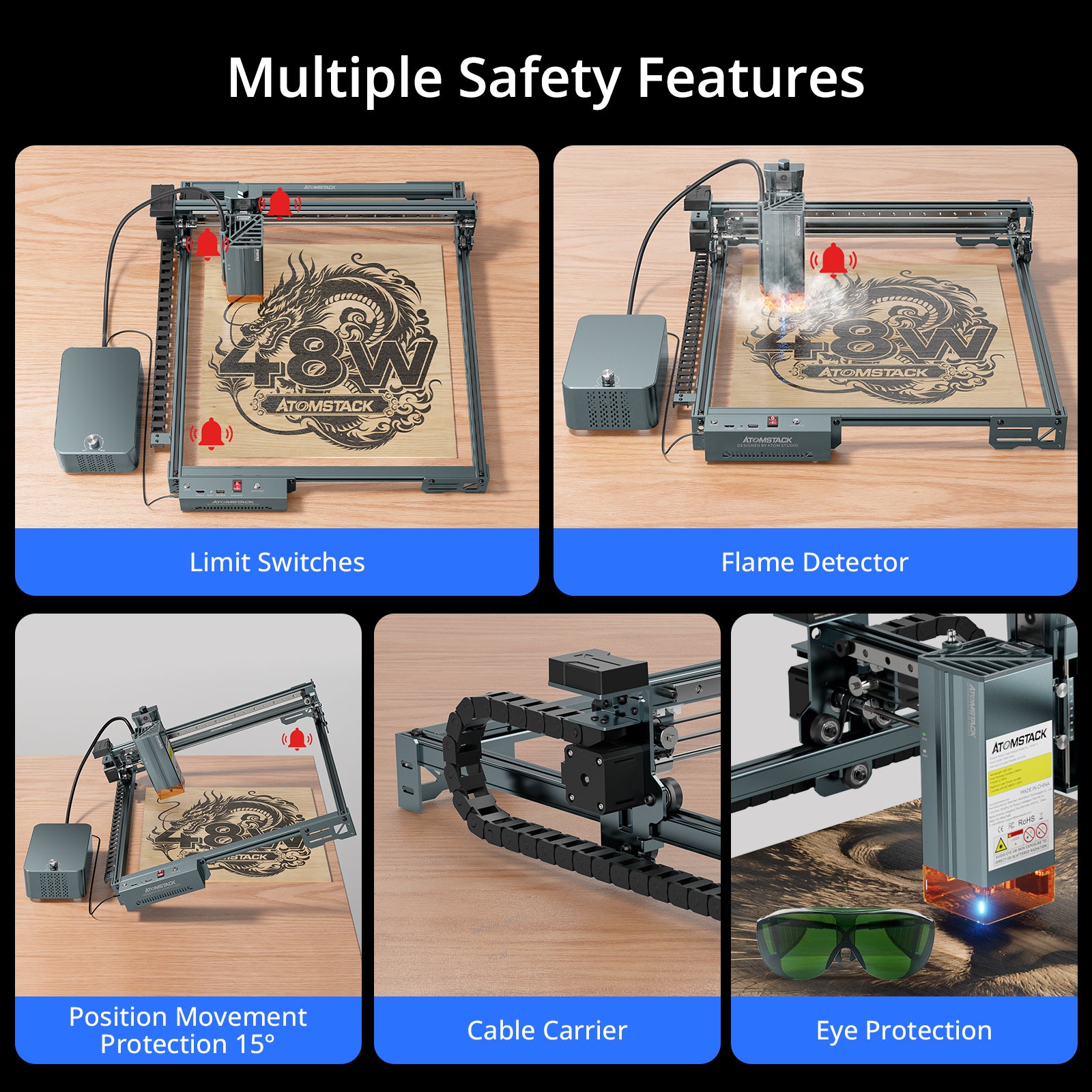 AtomStack A40 Pro V2 Laser Engraver with F60 Air Assist Kit