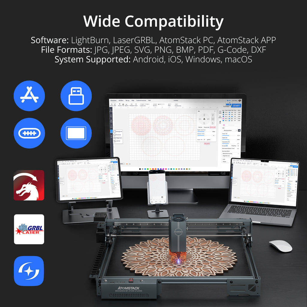 AtomStack A40 Pro V2 Laser Engraver with F60 Air Assist Kit