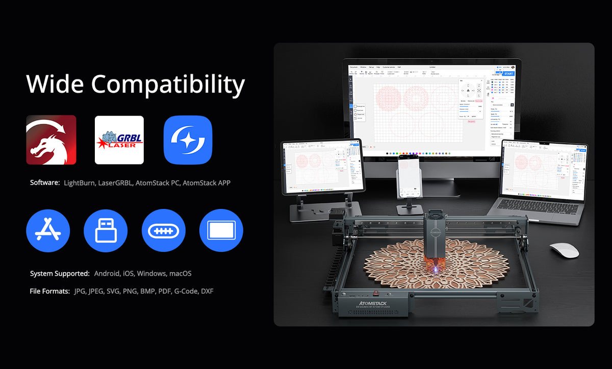 Atomstack A40 Pro Max AtomStack A40 Pro V2 Laser Engraver with F60 Air Assist Kit