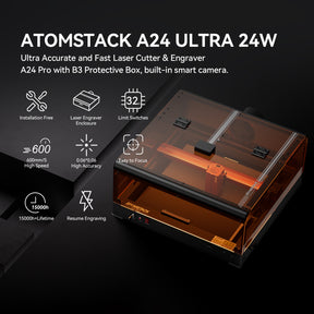 Grabador láser de marco unibody AtomStack A24 de potencia ultraóptica de 24 W