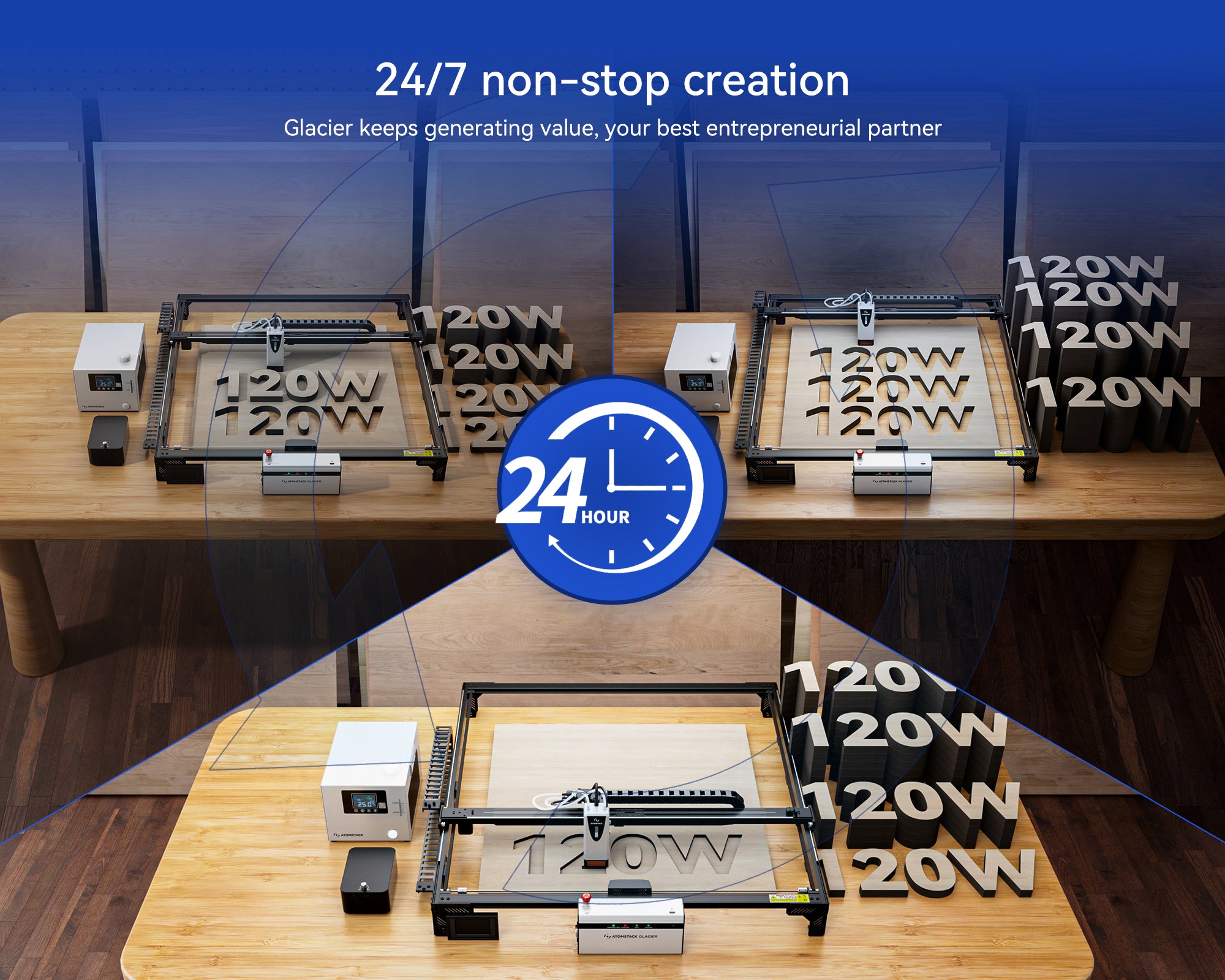 AtomStack Glacier 120W/90W Water-Cooled Diode Laser Engraver