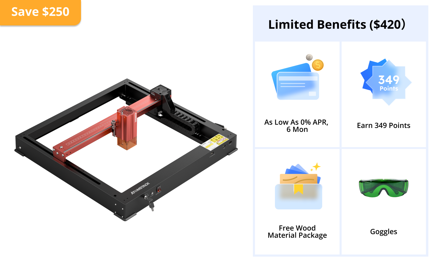 AtomStack A12 Pro puissance optique 12W graveur laser cadre Unibody aucun assemblage requis 