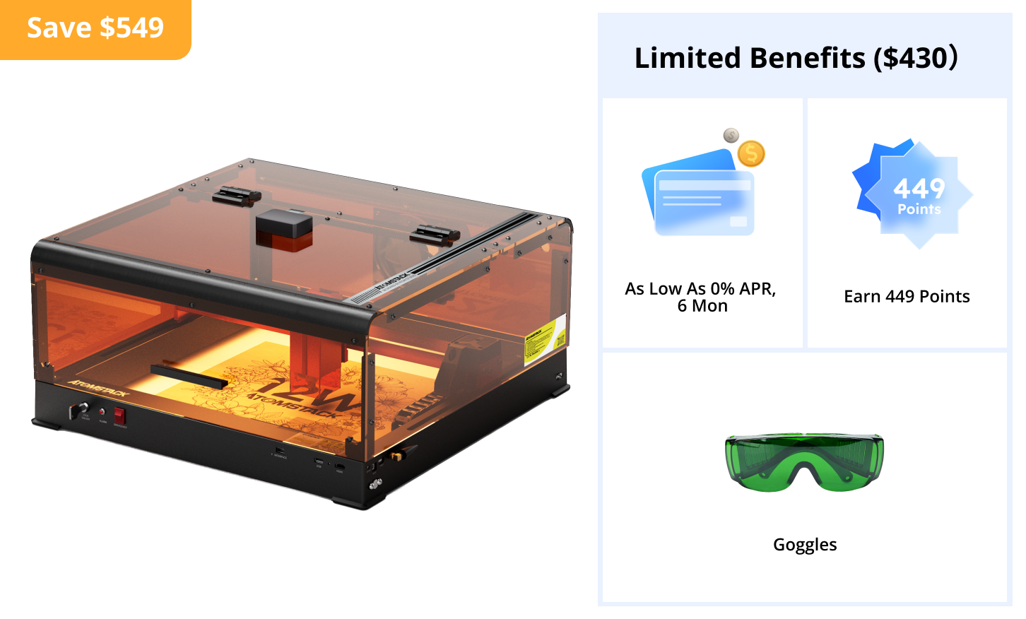 AtomStack A12 Ultra Unibody Frame Laser Engraver