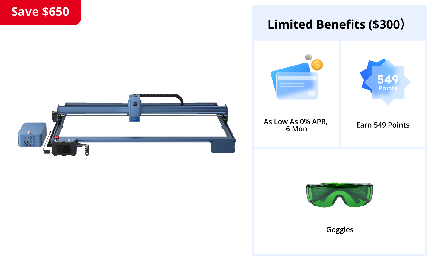 AtomStack A20 Max Large Size Eye Protection Laser Engraver With F60 Air Assist