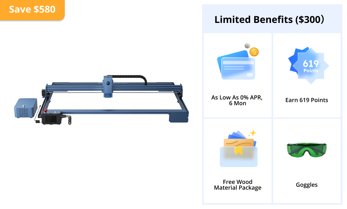 AtomStack A20 Max Large Size Eye Protection Laser Engraver With F60 Air Assist