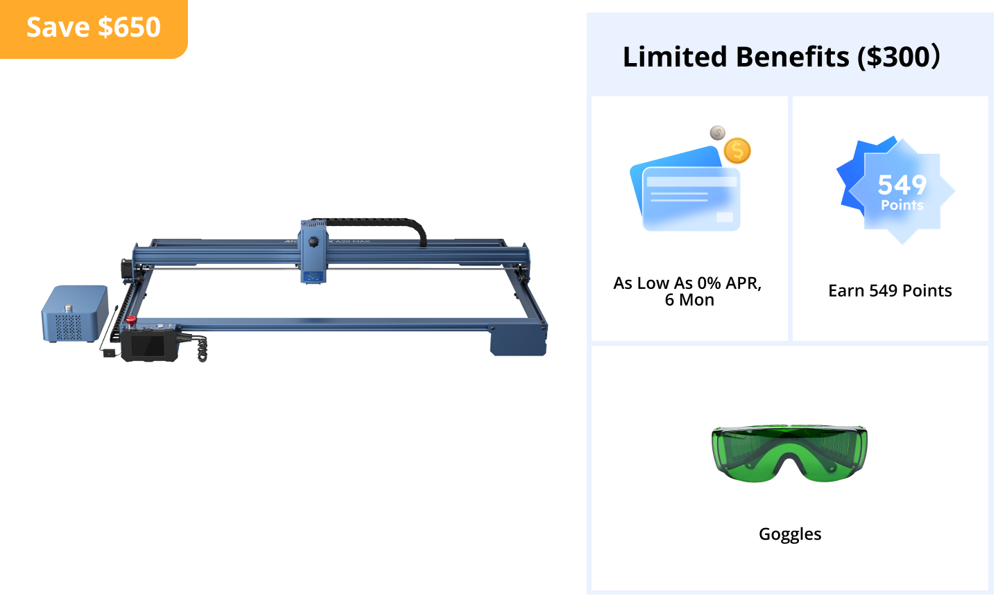 Graveur laser de protection oculaire de grande taille AtomStack A20 Max avec assistance aérienne F30 