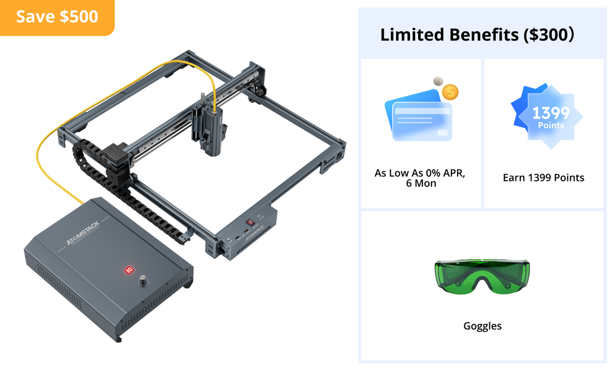 AtomStack A20/K1 Pro 1064nm 20W Fiber Laser Marking And Engraving Machine