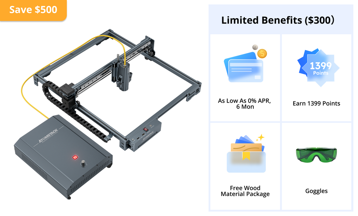 AtomStack A20/K1 Pro 1064nm 20W Fiber Laser Marking And Engraving Machine