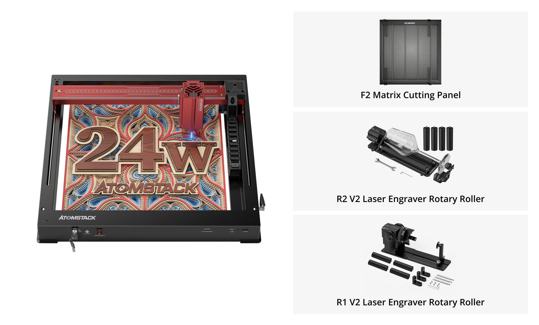 AtomStack A24 Pro Optical Power 24W Unibody-Rahmen-Lasergravierer 