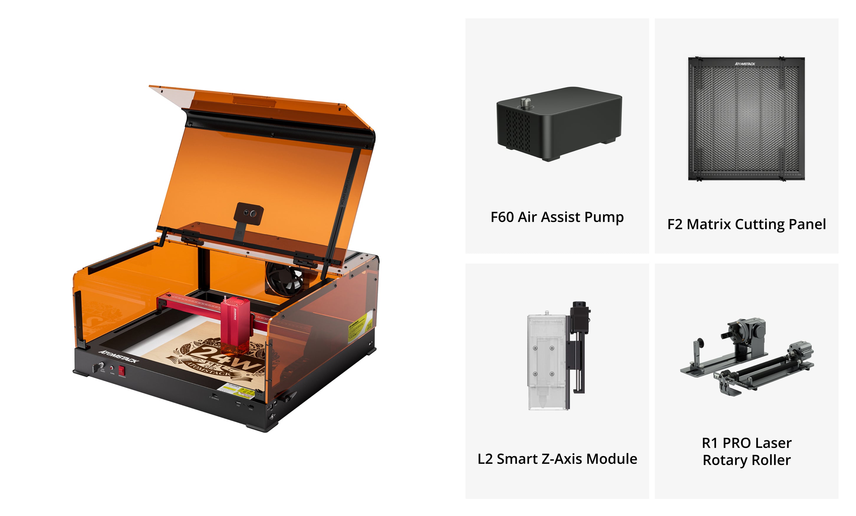 AtomStack A24 Ultra Optical Power 24W Unibody Frame Laser Engraver