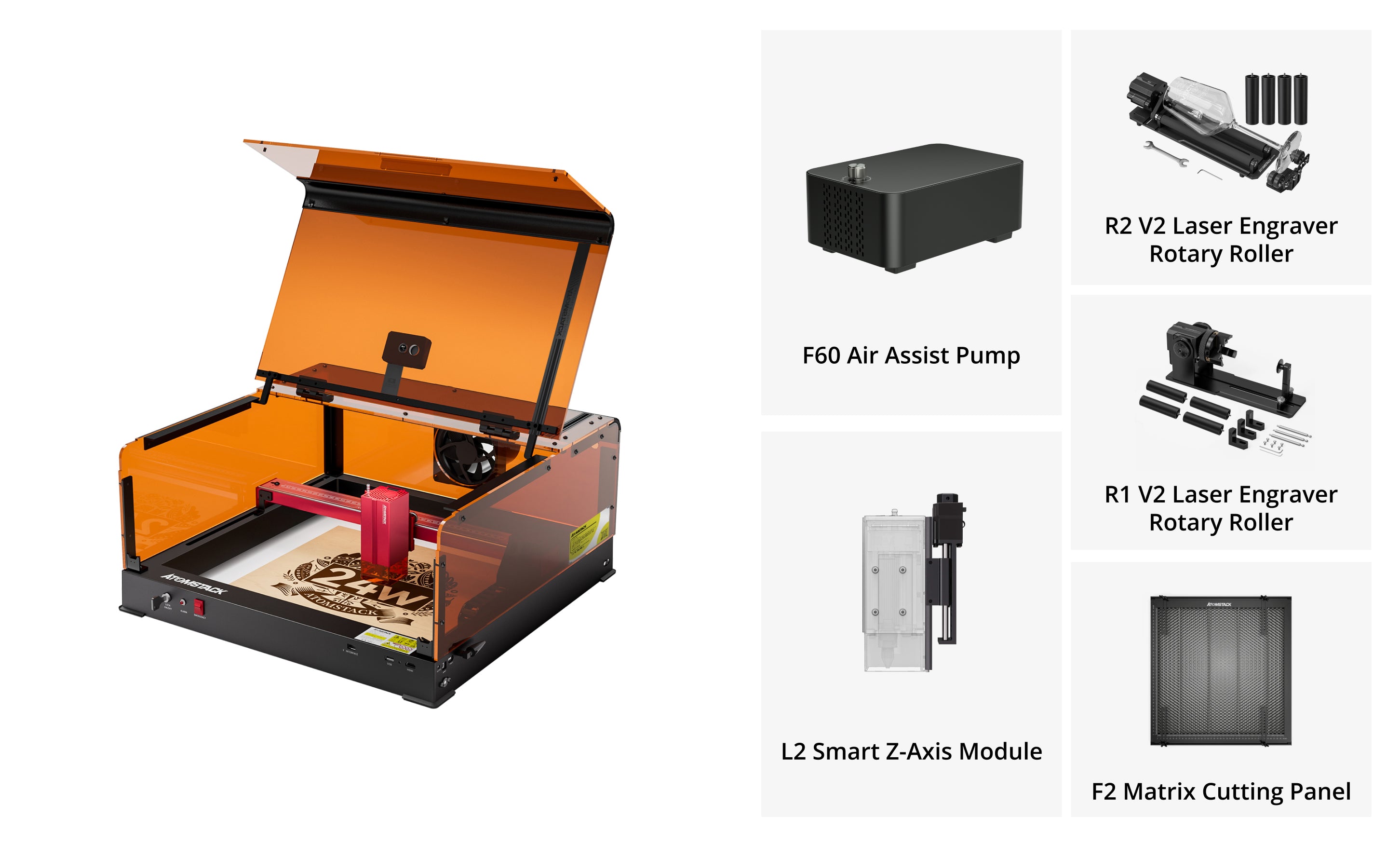 AtomStack A24 Ultra Optical Power 24W Unibody Frame Laser Engraver