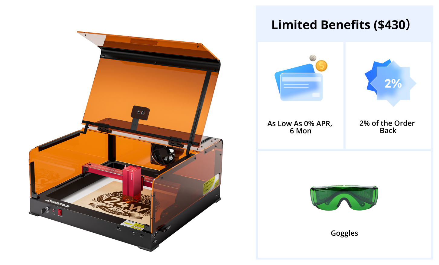 AtomStack A24 Ultra Optical Power 24W Unibody Frame Laser Engraver