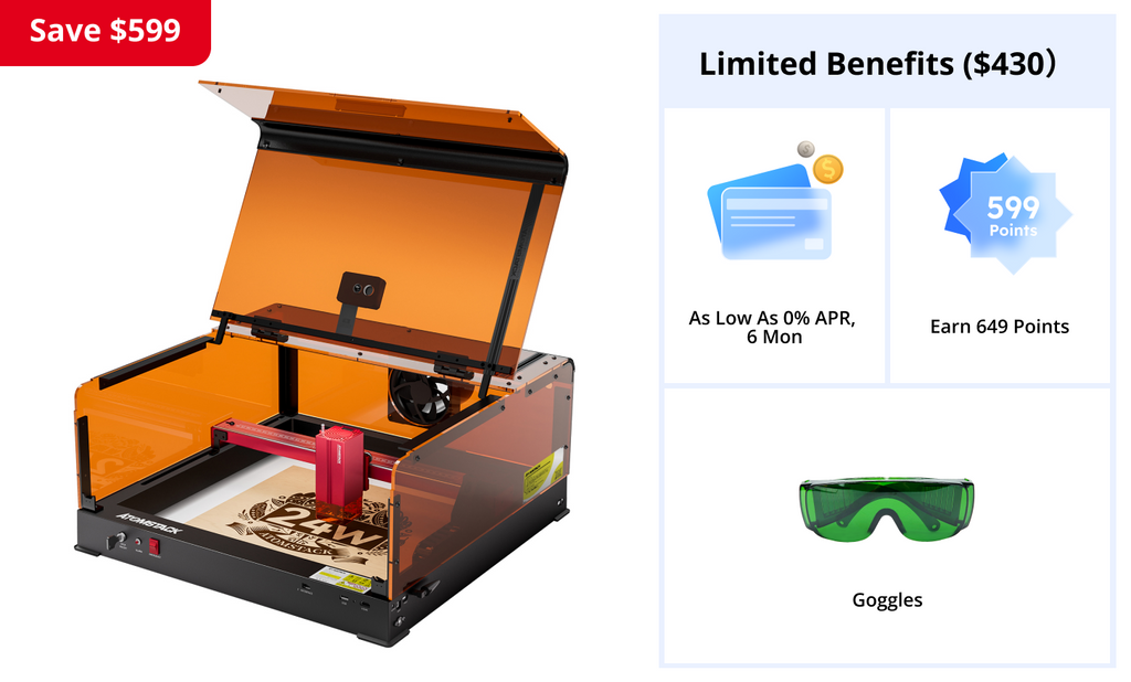 AtomStack A24/X24 Ultra Optical Power 24W Unibody Frame Laser Engraver