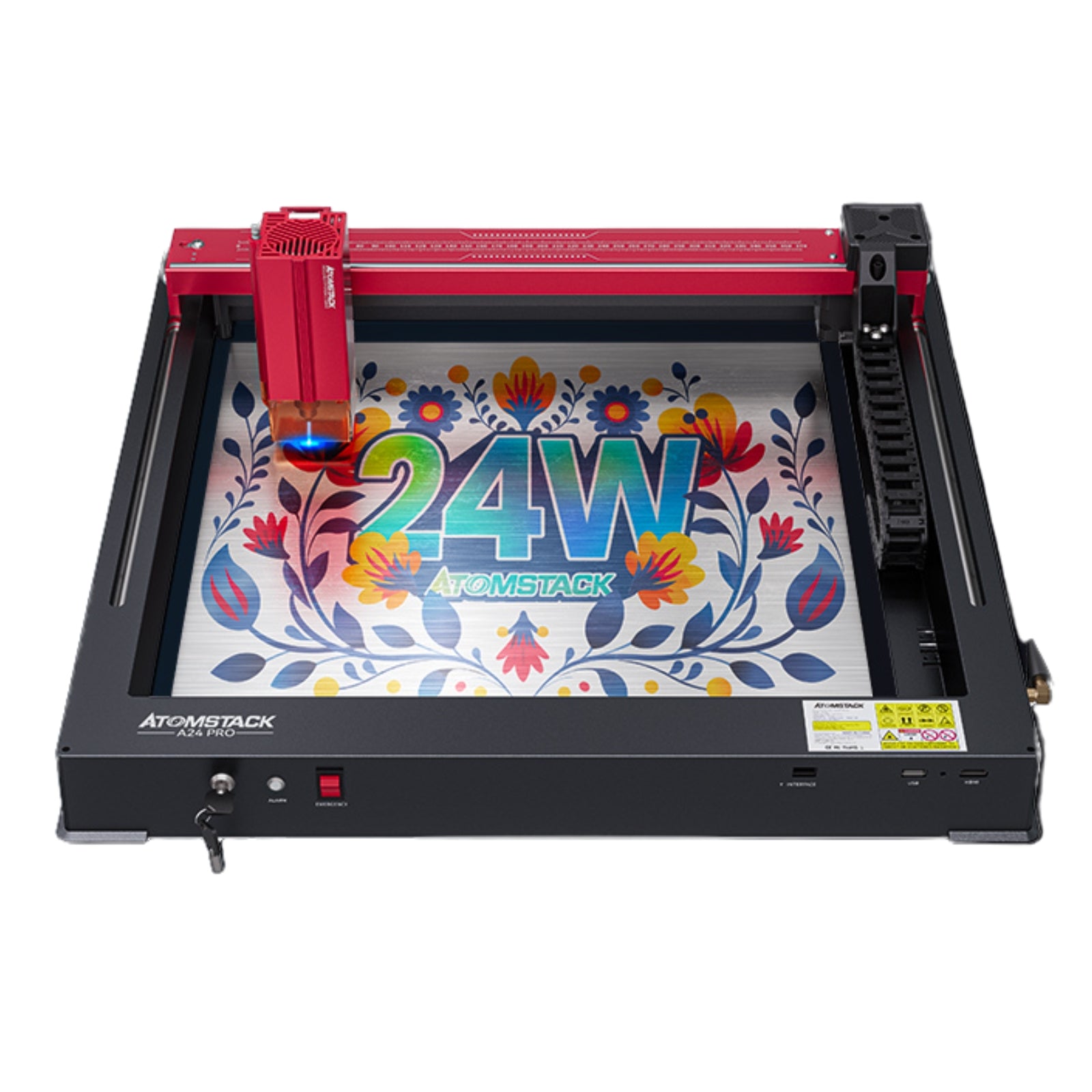 AtomStack A24 Pro / X24 PRO is the world's first 24W unibody frame laser engraver and cutter. It is perfect for wood, leather, acrylic engraving and cutting. The unique unibody frame design allows users begin their project within 5 minutes.