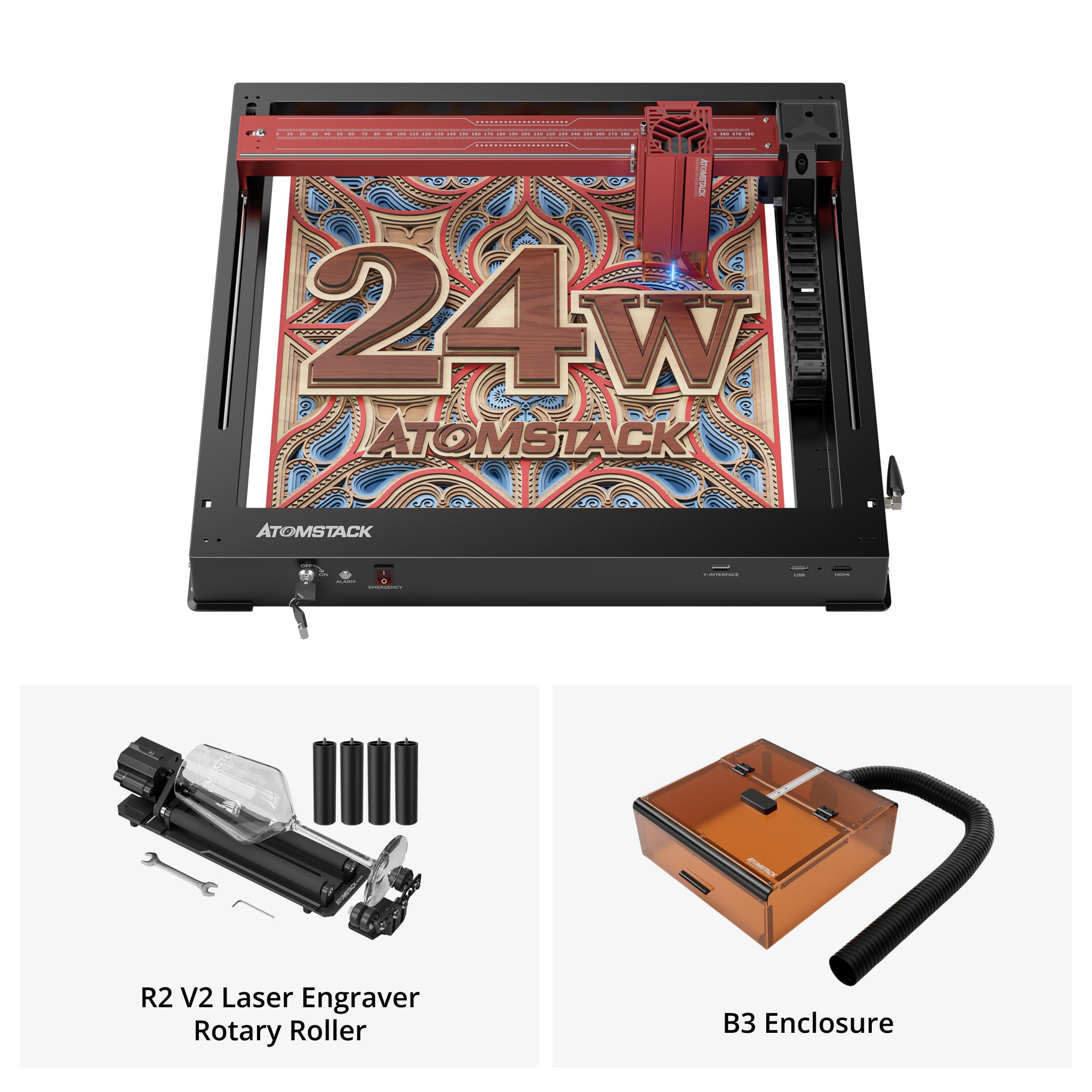 AtomStack A24/X24 Pro Optical Power 24W Unibody Frame Laser Engraver