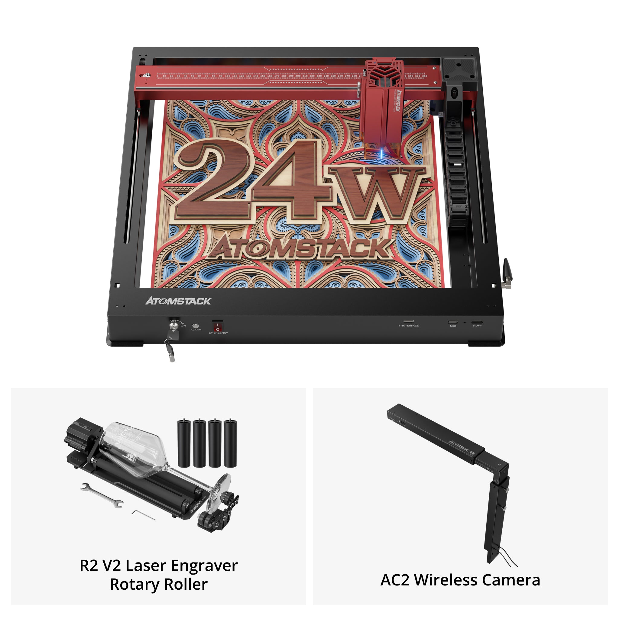 AtomStack A24/X24 Pro Optical Power 24W Unibody Frame Laser Engraver