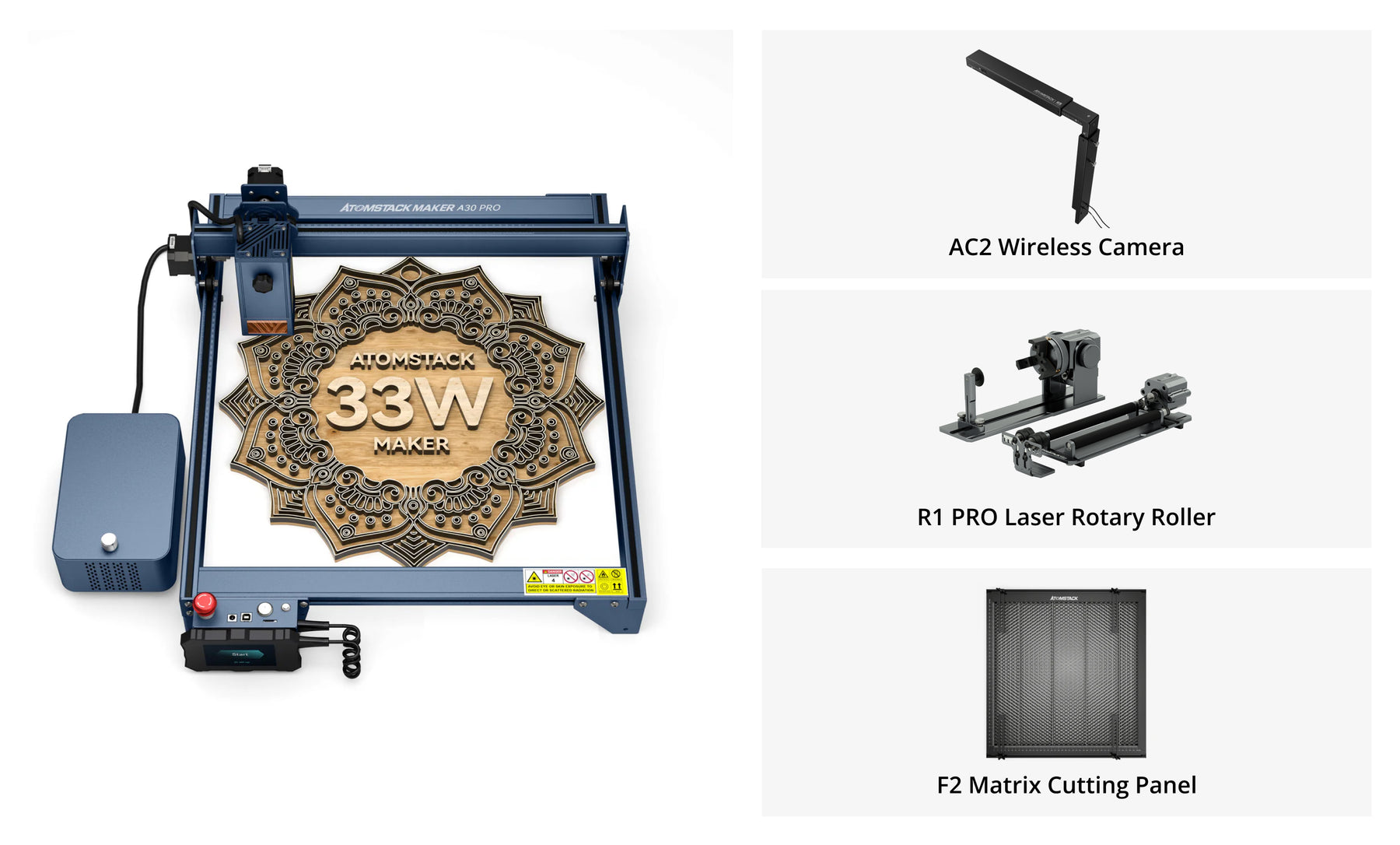 AtomStack A30 Pro Laser Engraving and Cutting Machine with F60 Air Assist Kit