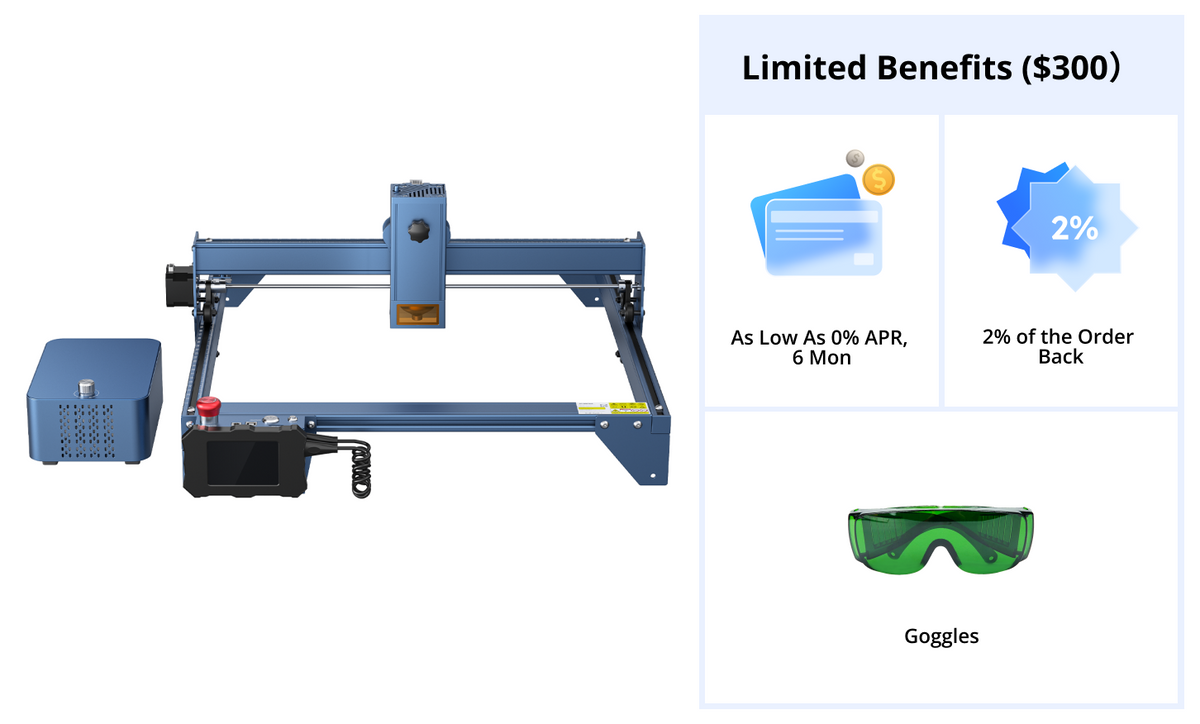 Machine de gravure et de découpe laser AtomStack A30 Pro avec kit d'assistance pneumatique F30 Pro 