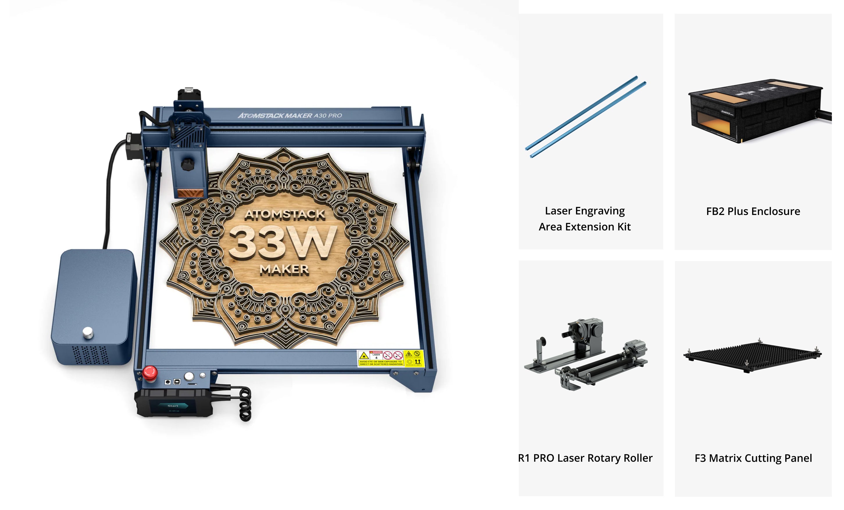 AtomStack A30 Pro Lasergravur- und -schneidemaschine mit F60 Air Assist Kit