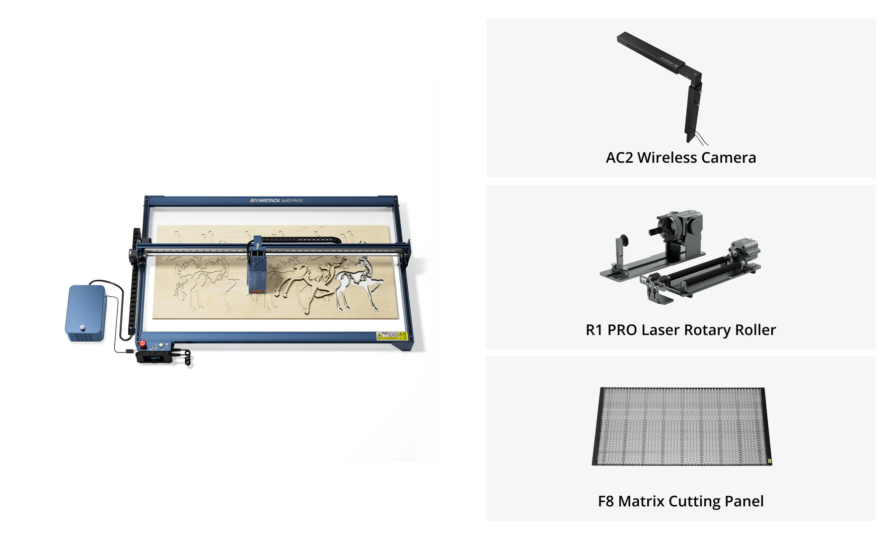 AtomStack A40 Max große Lasergravur- und Schneidemaschine mit F60 Air Assist Kit