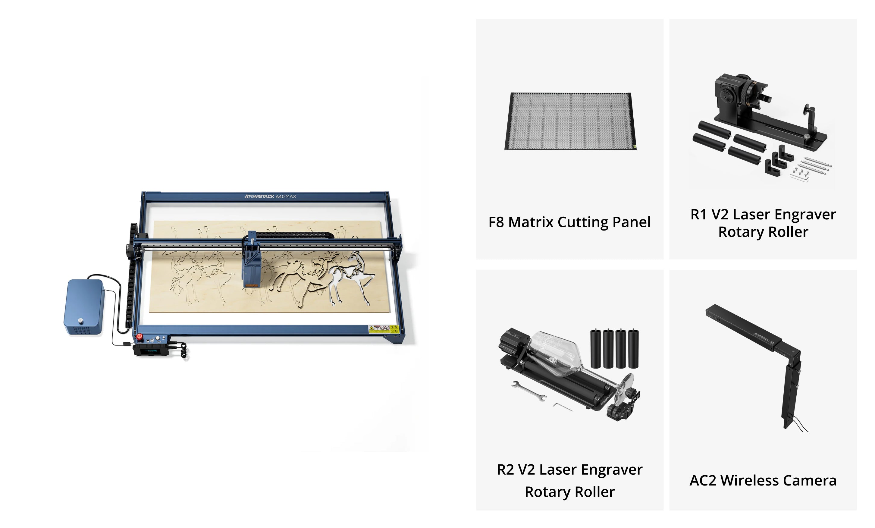 AtomStack A40 Max Large Size Laser Engraving And Cutting Machine with F60 Air Assist Kit