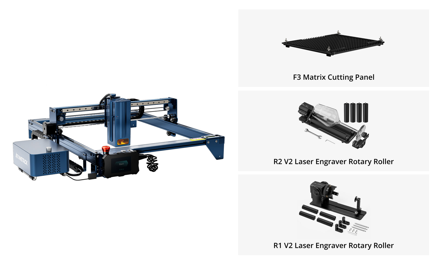 AtomStack A40 Pro Lasermaschine ausgestattet mit F60 Air Assist Kit