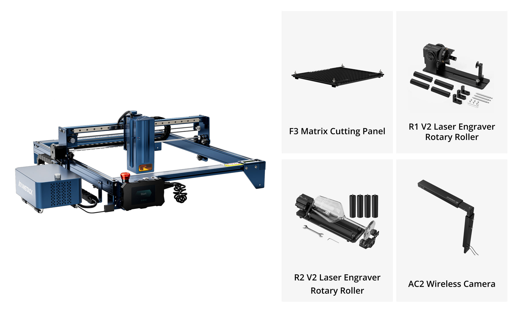 AtomStack A40 Pro Lasermaschine ausgestattet mit F60 Air Assist Kit