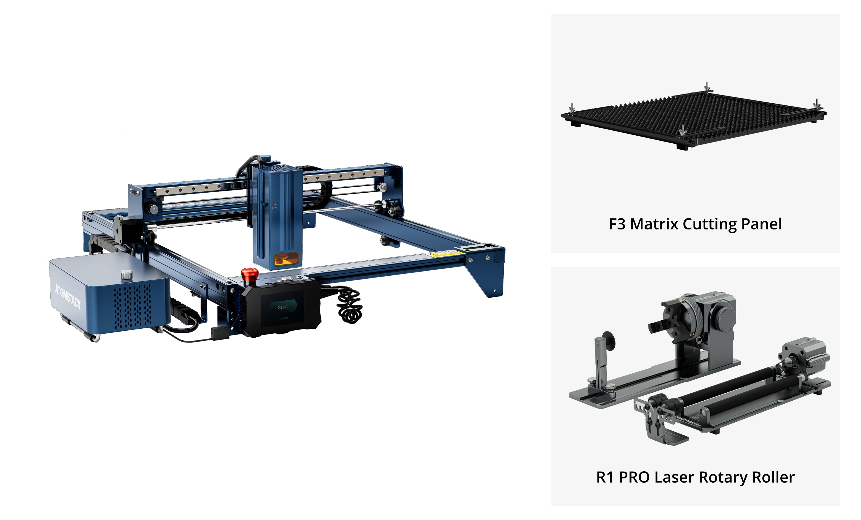 AtomStack A40 Pro Lasermaschine ausgestattet mit F60 Air Assist Kit