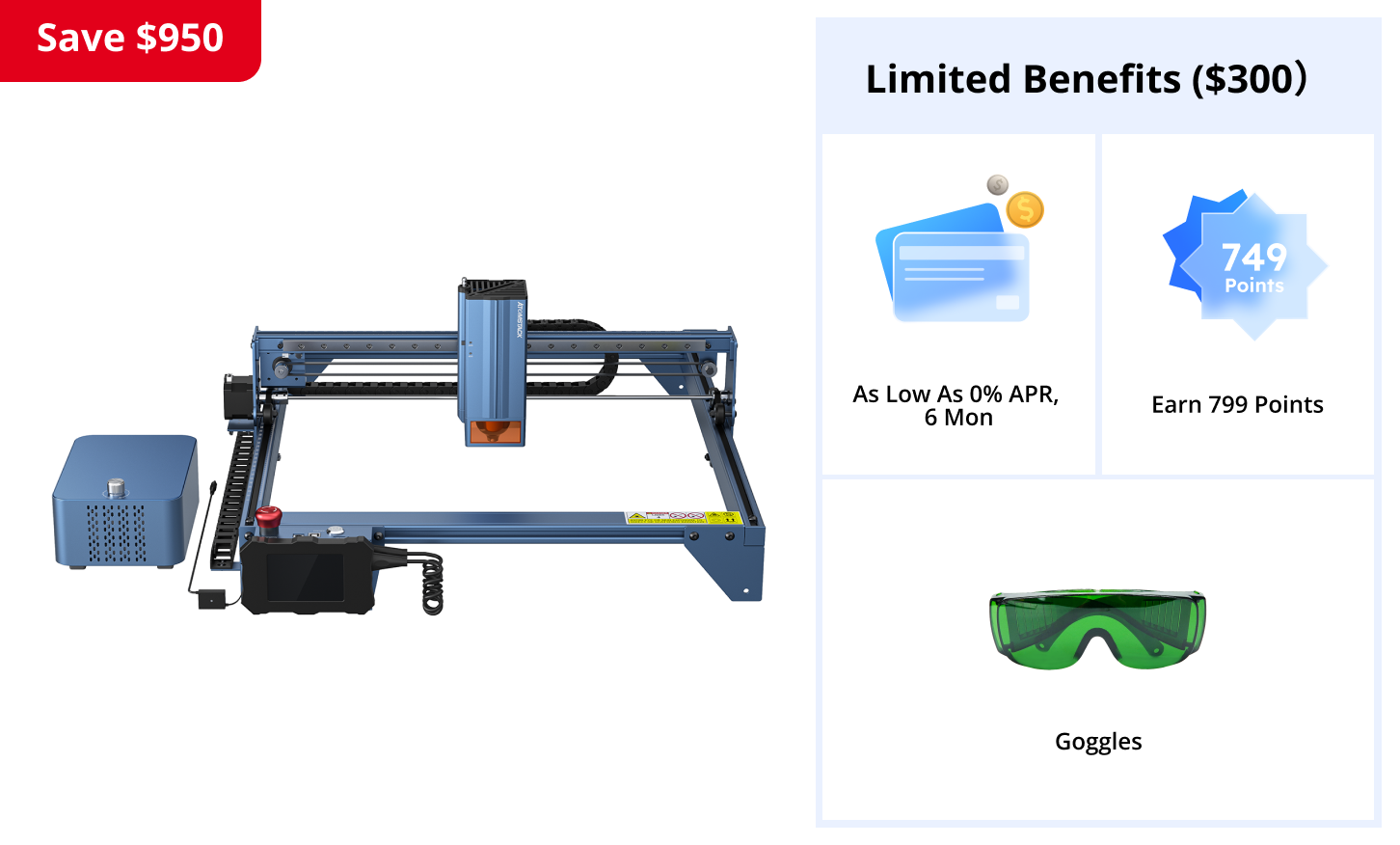 AtomStack A40 Pro Laser Cutter and Engraver Equipped with F60 Air Assist Kit