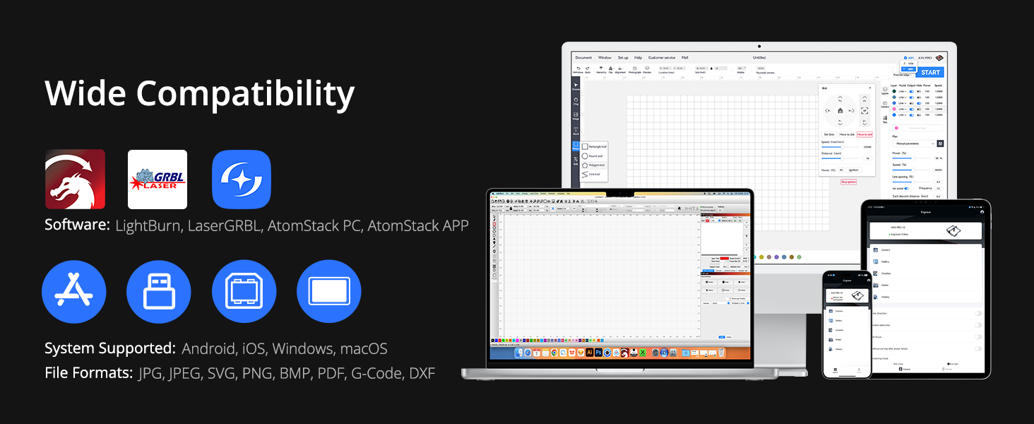 AtomStack A40 Pro Laser Cutter and Engraver Equipped with F60 Air Assist Kit